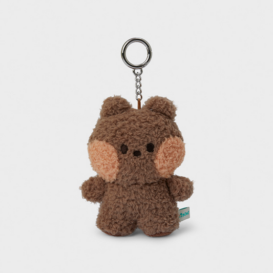 line friends character bnini with orange cheek fluffy keychain front