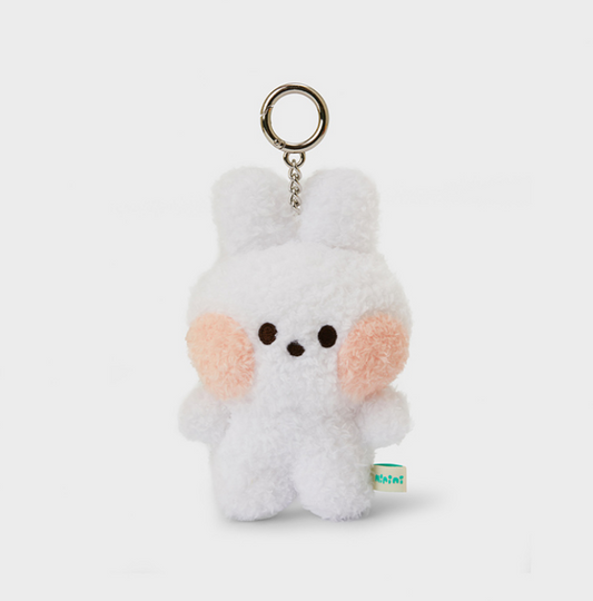 line friends character conini with pink cheek fluffy keychain front