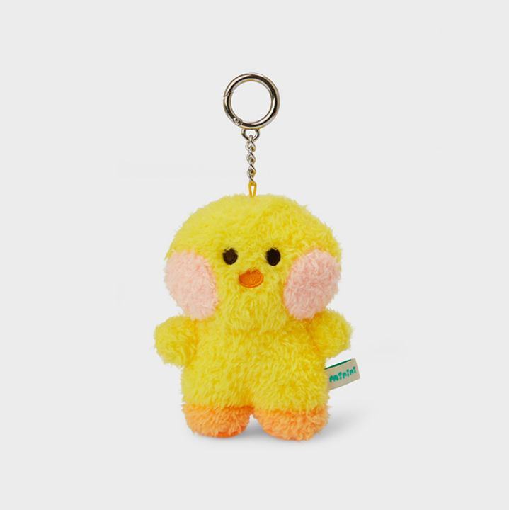 line friends character selini with pink cheek fluffy keychain front