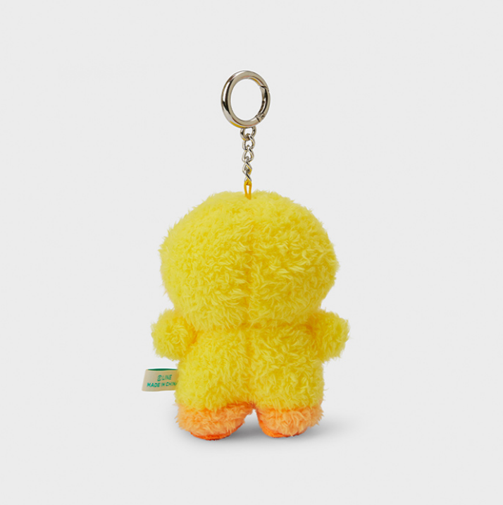 line friends character selini with pink cheek fluffy keychain back