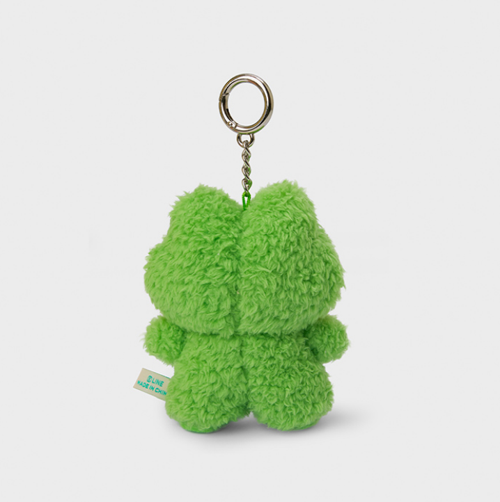 line friends character lenini with pink cheek fluffy keychain back