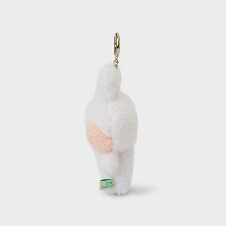 line friends character conini with pink cheek fluffy keychain side