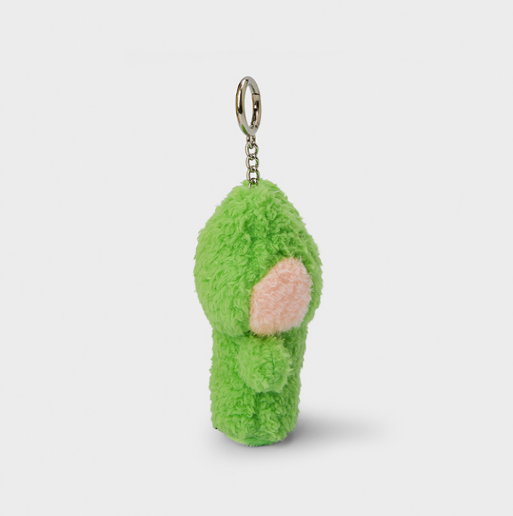 line friends character lenini with pink cheek fluffy keychain side