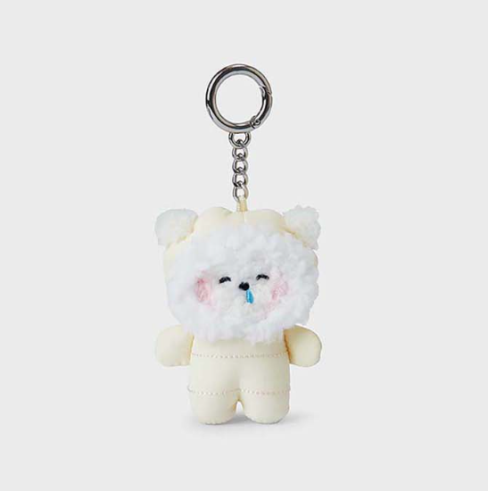 line friends bts jin character rj in puffer keychain front