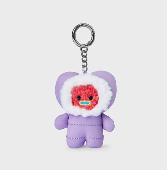 line friends bts v character tata in puffer keychain front