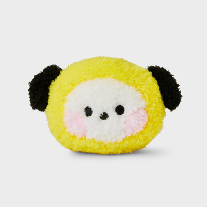 bt21 chimmy face plush toy shaped hand mirror,yellow color front