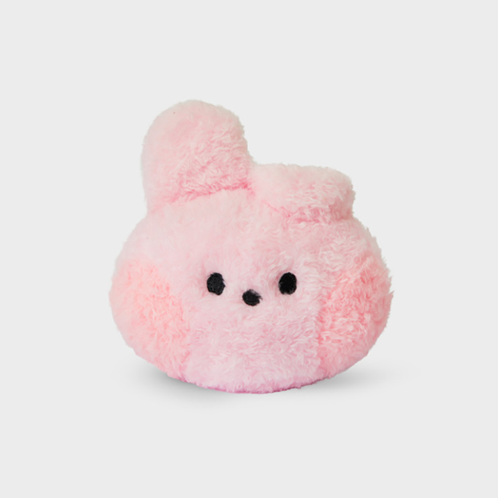 bt21 cooky face plush toy shaped hand mirror,pink color front