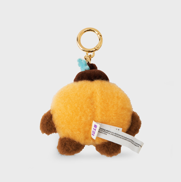 bt21 shooky fluffy face with acorn hat plush keychain,orange color back