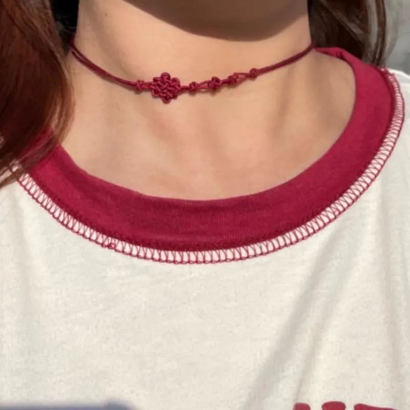 Korean Traditional Knot Choker Necklace – Thread Jewelry, Maedeup Craft, Adjustable Necklace, K-Style Gift