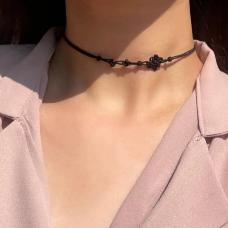 Korean Traditional Knot Choker Necklace – Thread Jewelry, Maedeup Craft, Adjustable Necklace, K-Style Gift