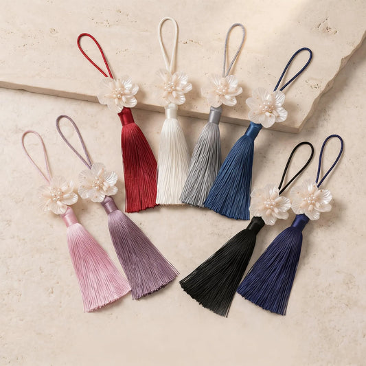 Korean Norigae Tassel, Flower Hanbok Accessory, Kpop Inspired Bag Charm, Tassel Keychain, Gift Wrapping Decor idea