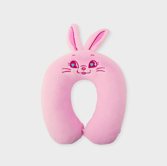 newjeans' bunny mascot pink travel pillow front