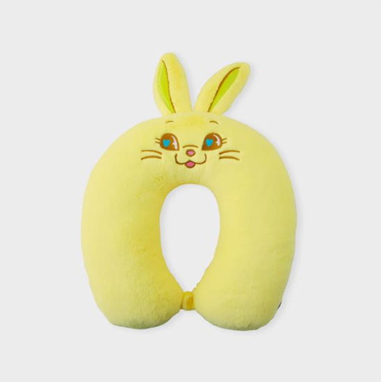 newjeans' bunny mascot yellow travel pillow front