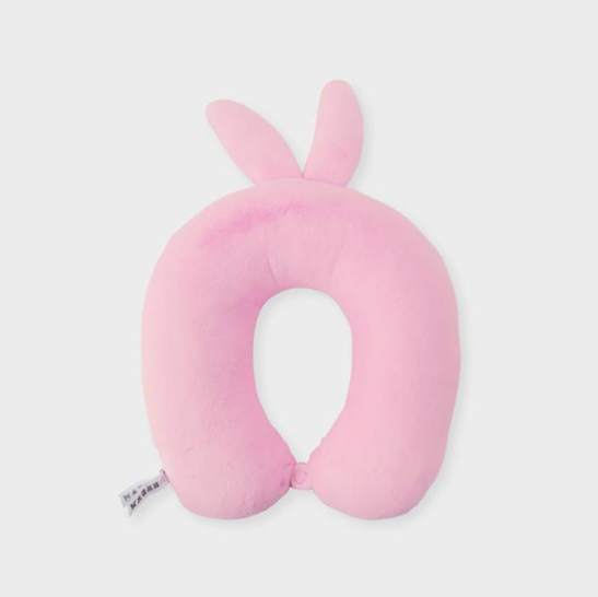 newjeans' bunny mascot pink travel pillow back