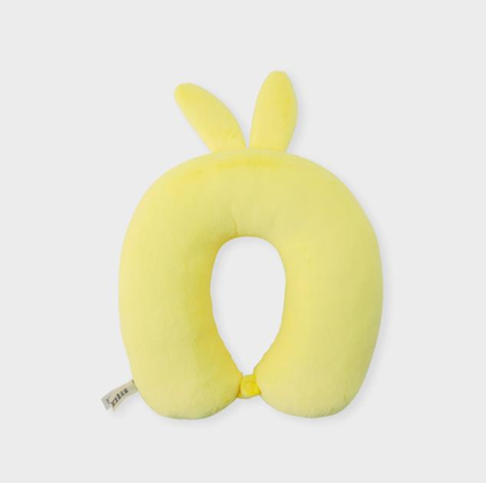 newjeans' bunny mascot yellow travel pillow back