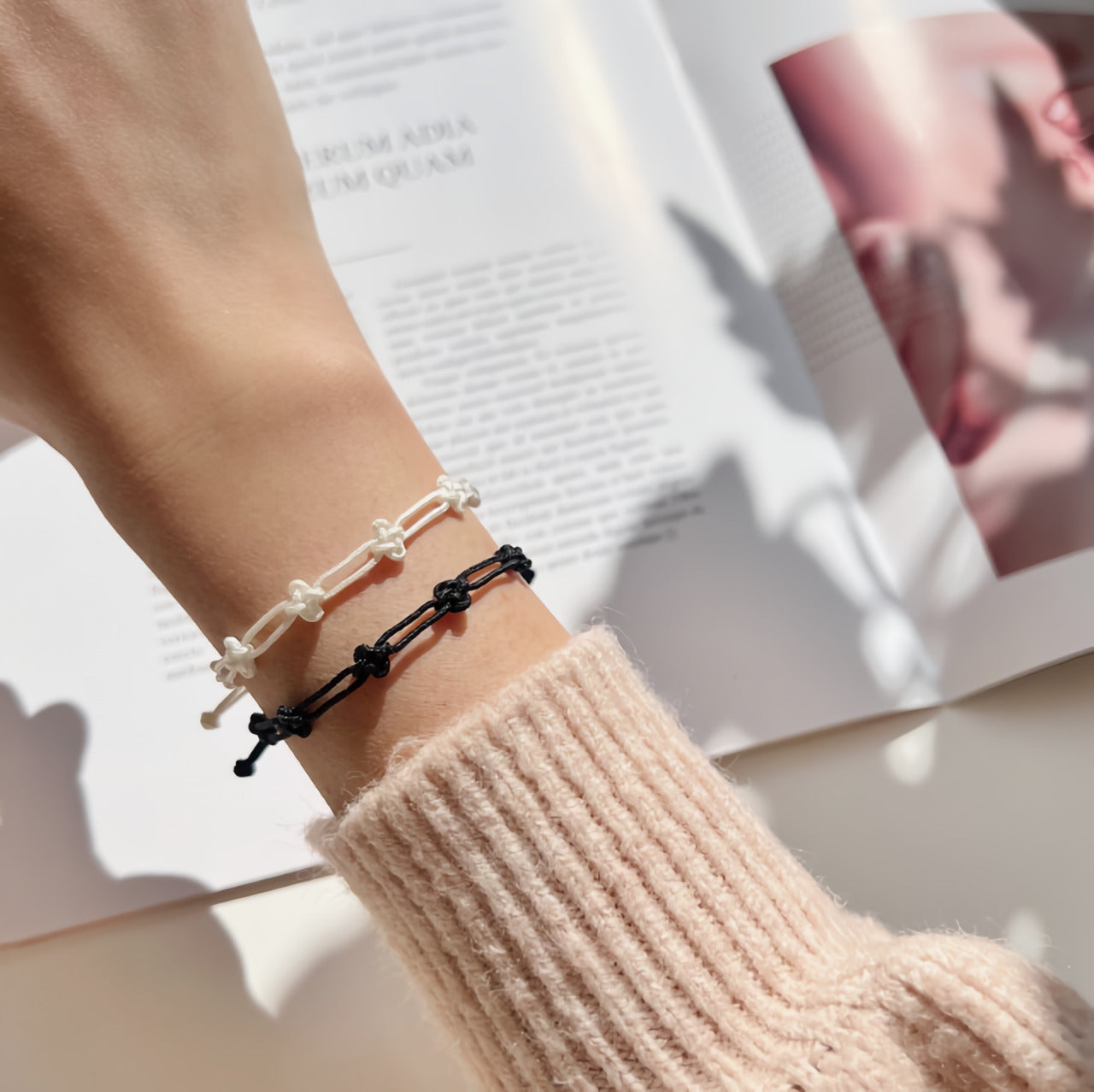 Korean Traditional Clover Lucky Knot Bracelet Friendship Bracelet