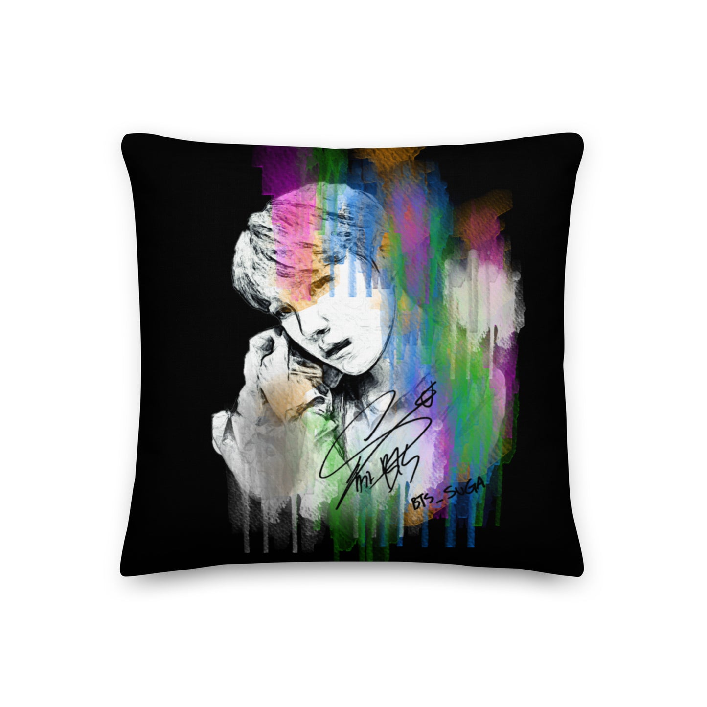 BTS Suga, Min Yoon-gi Waterpaint Portrait Premium Pillow