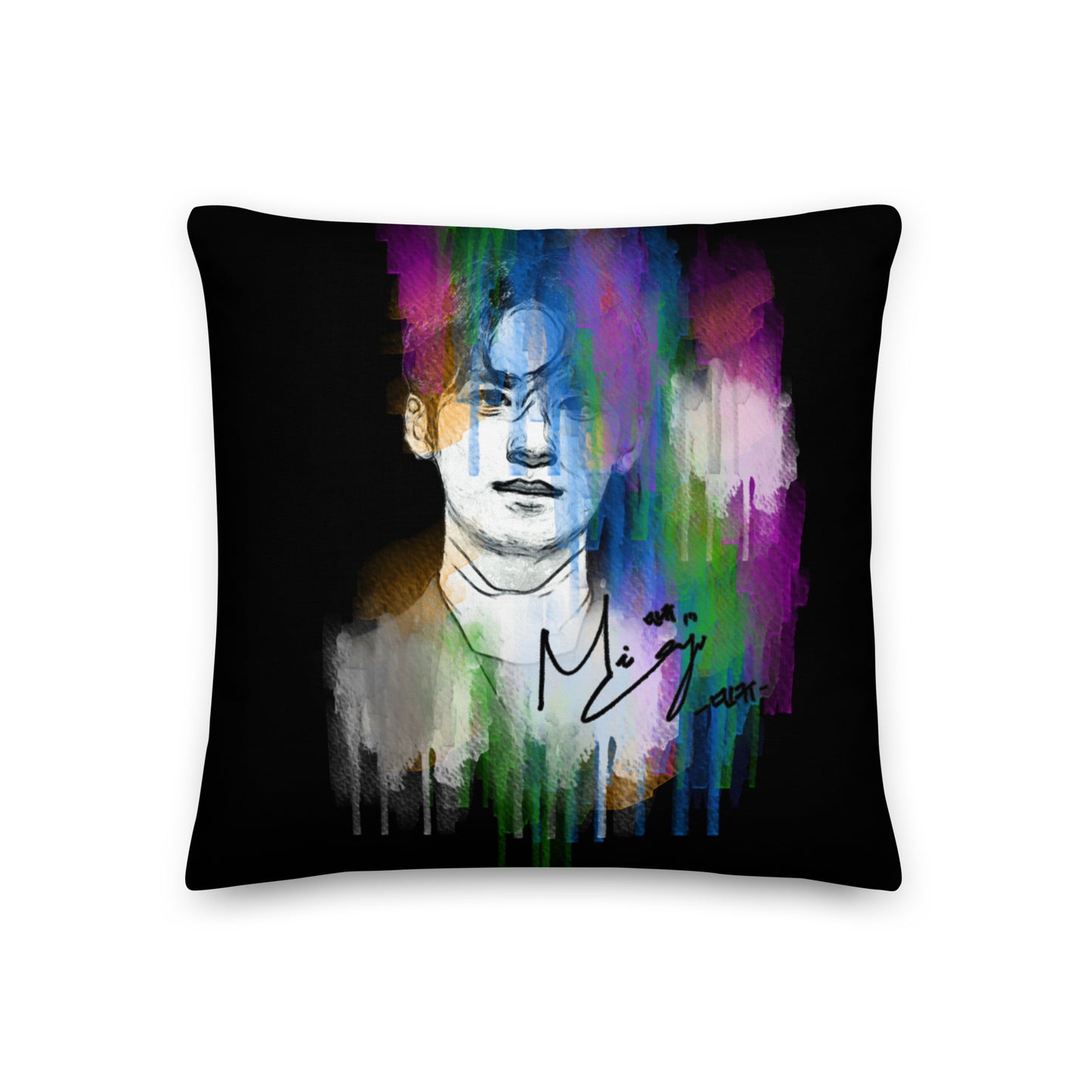 SEVENTEEN Mingyu, Kim Mingyu Waterpaint Portrait Premium Pillow