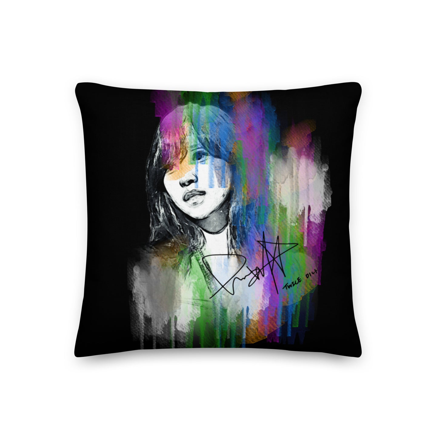 TWICE Mina, Mina Sharon Myoi Waterpaint Portrait Premium Pillow