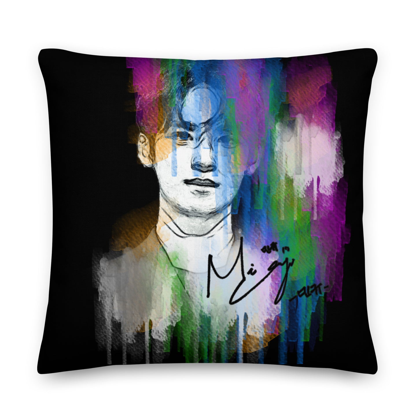 SEVENTEEN Mingyu, Kim Mingyu Waterpaint Portrait Premium Pillow