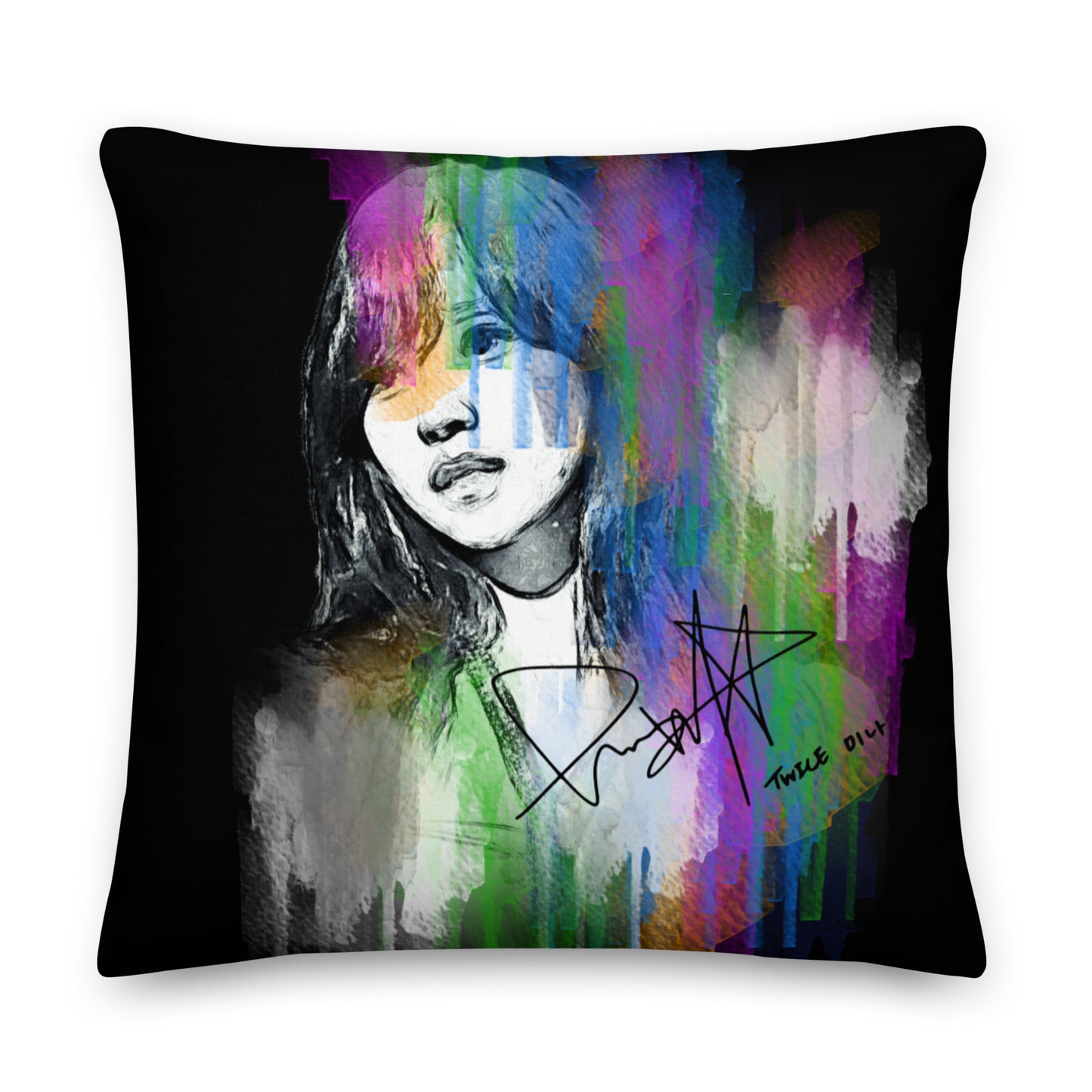 TWICE Mina, Mina Sharon Myoi Waterpaint Portrait Premium Pillow