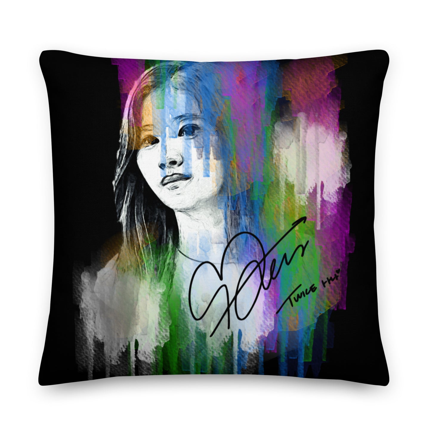 TWICE Sana, Minatozaki Sana Waterpaint Portrait Premium Pillow