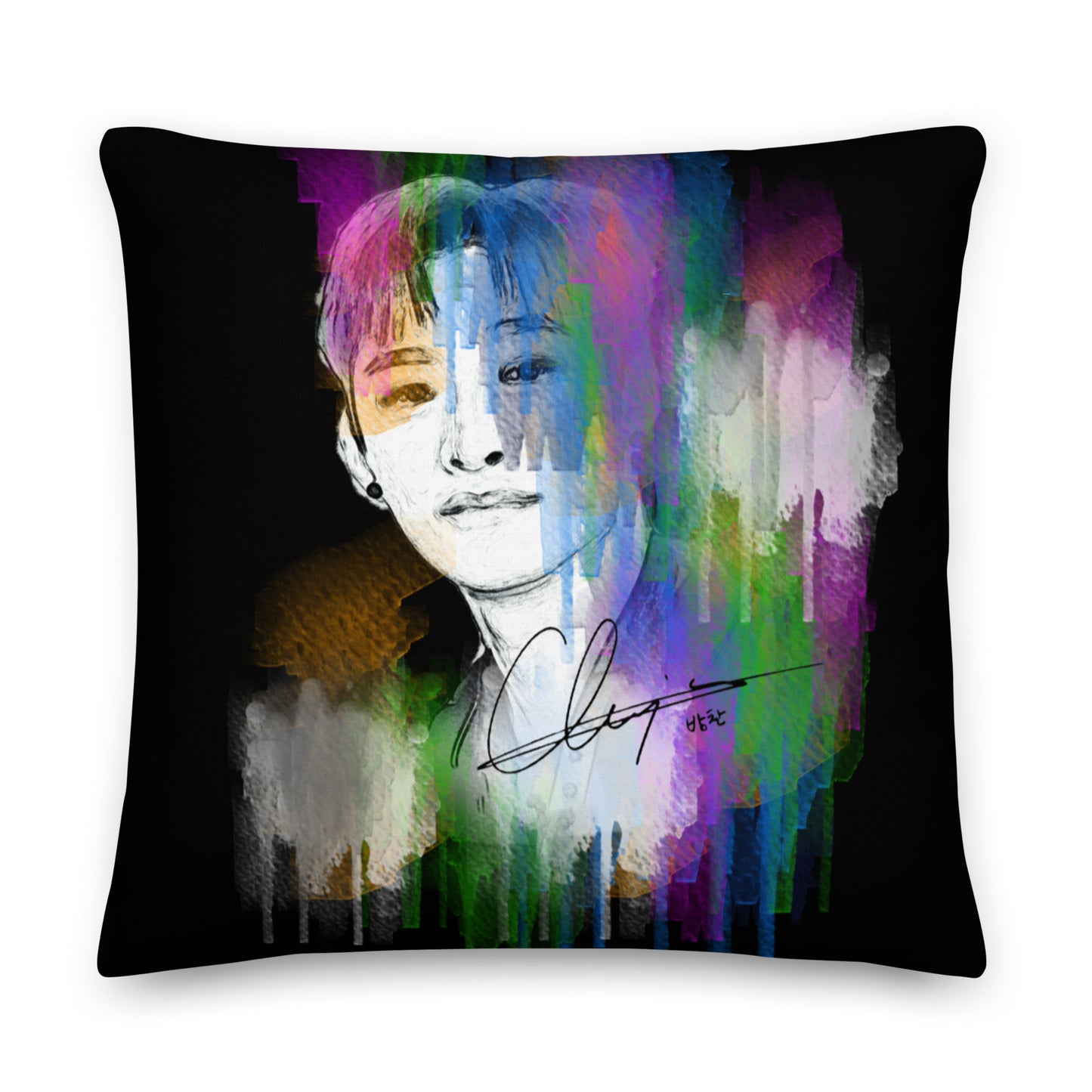 Stray Kids Bang Chan, Christopher Bang Waterpaint Portrait Premium Pillow