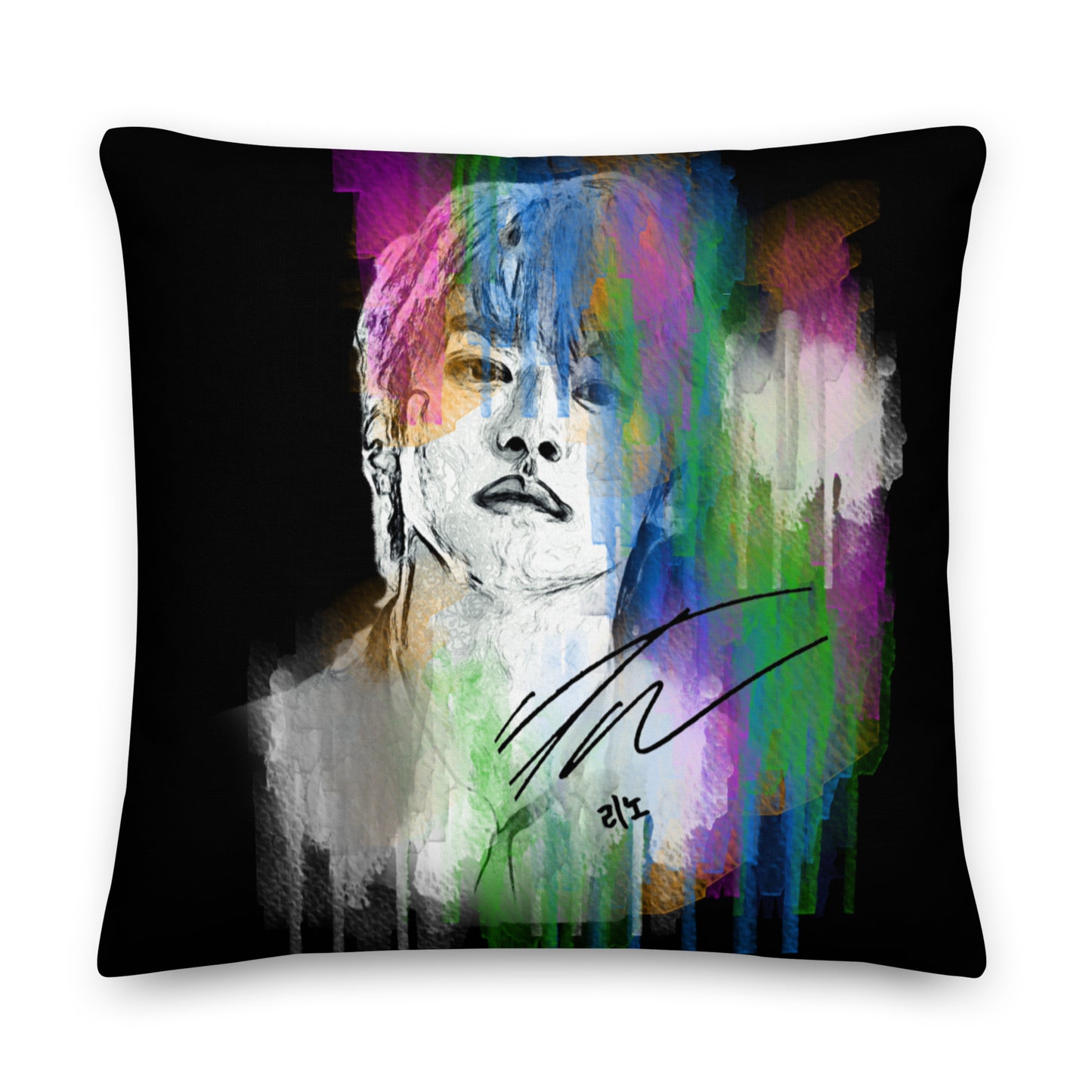 Stray Kids Lee Know, Lee Min-ho Waterpaint Portrait Premium Pillow