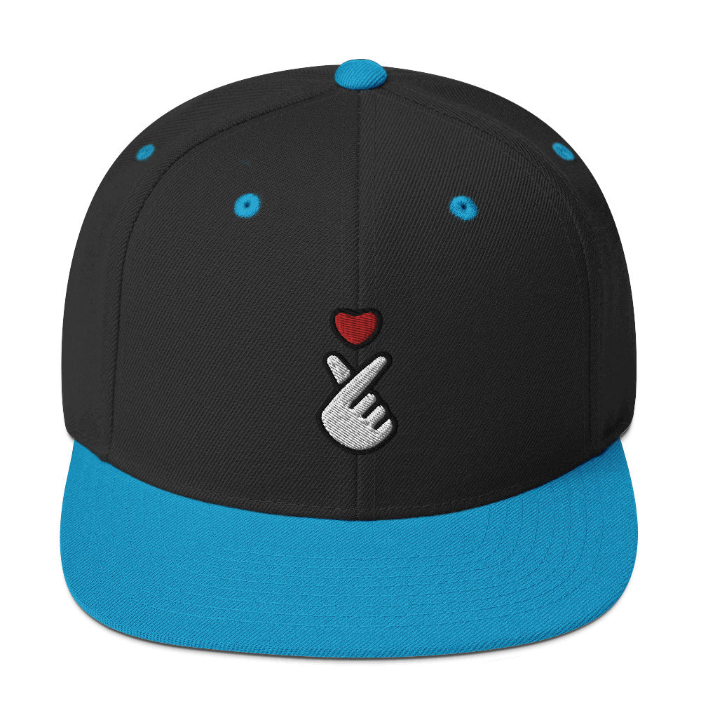 Kpop Finger Heart Emoji Embroidery Snapback Hat