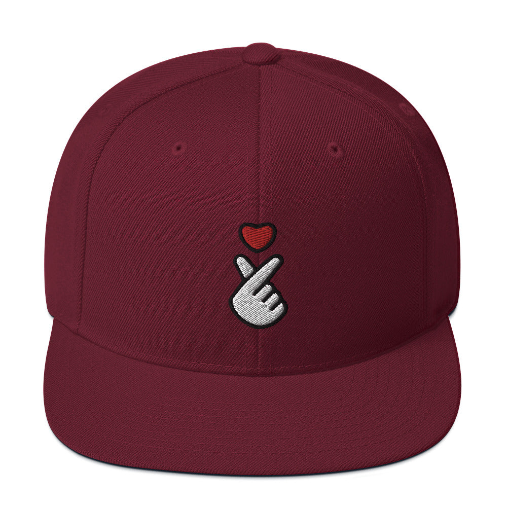 Kpop Finger Heart Emoji Embroidery Snapback Hat