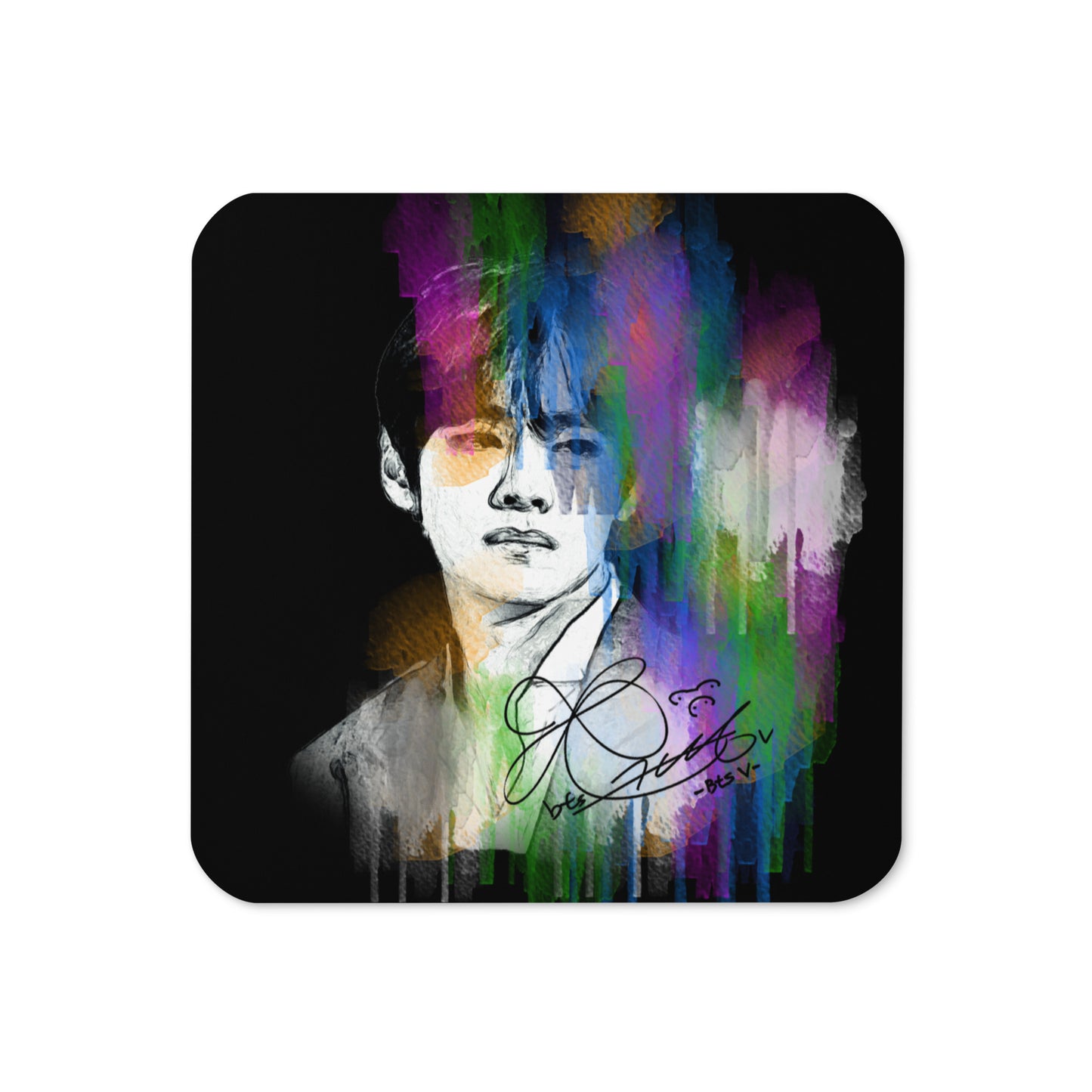 BTS V, Kim Tae-hyung Waterpaint Portrait Cork Coaster