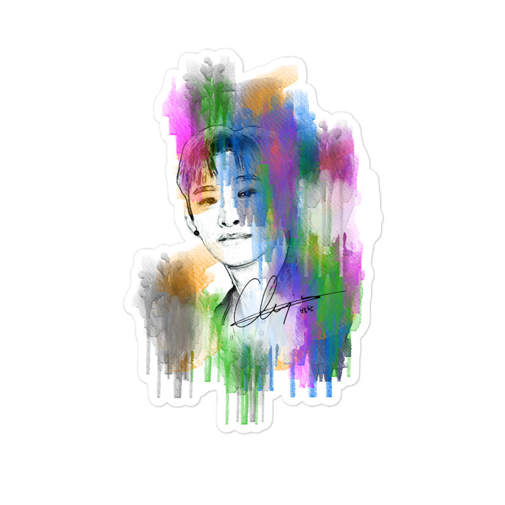 Stray Kids Bang Chan, Christopher Bang Waterpaint Portrait Sticker