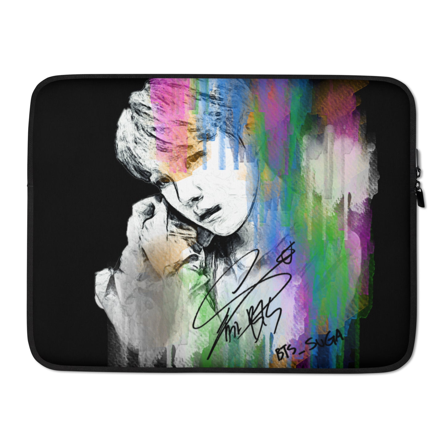 BTS Suga, Min Yoon-gi Waterpaint Portrait Laptop MacBook Sleeve