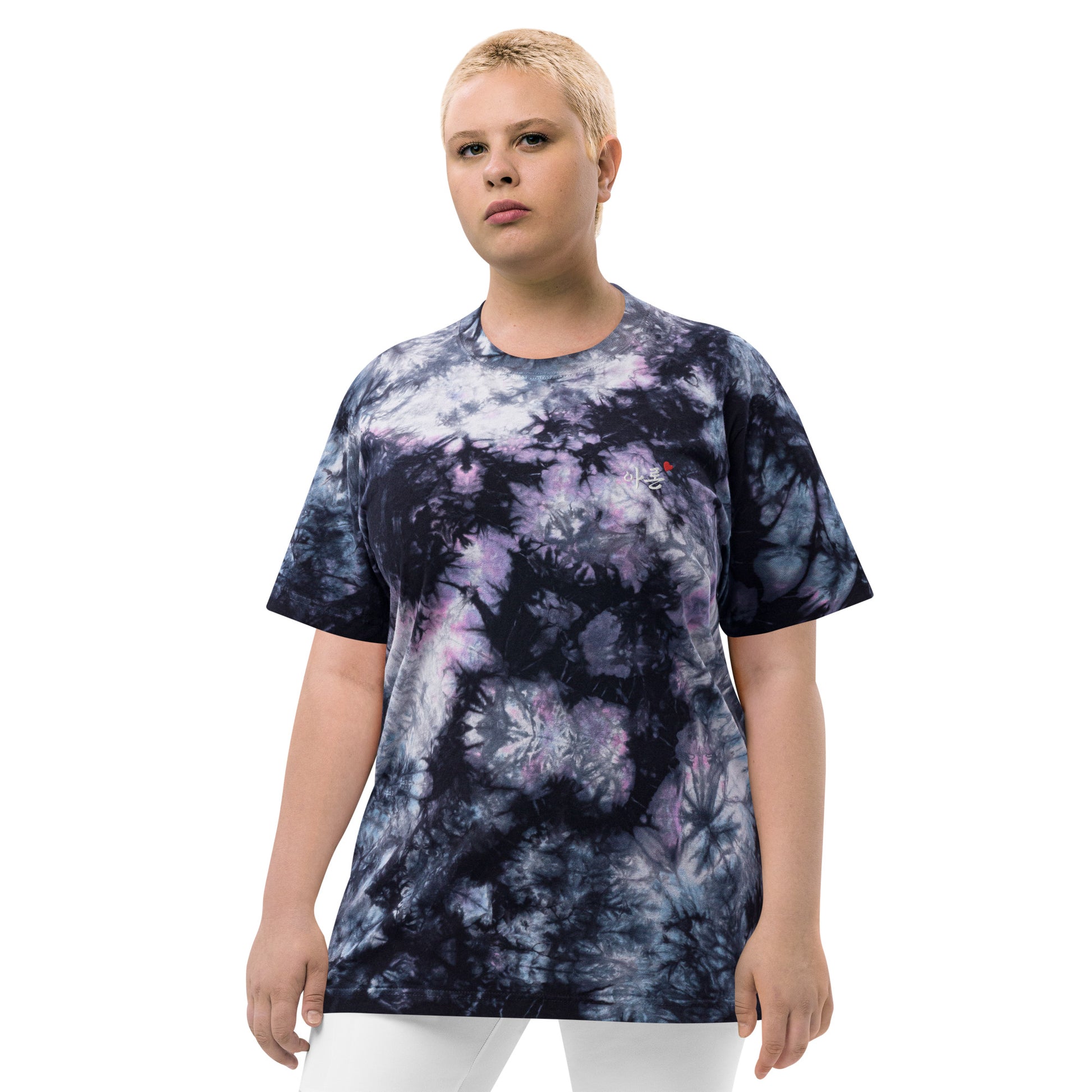 Aron in Korean Kpop Shaka Wear Embroidery Tie-Dye Unisex T-Shirt - kpophow