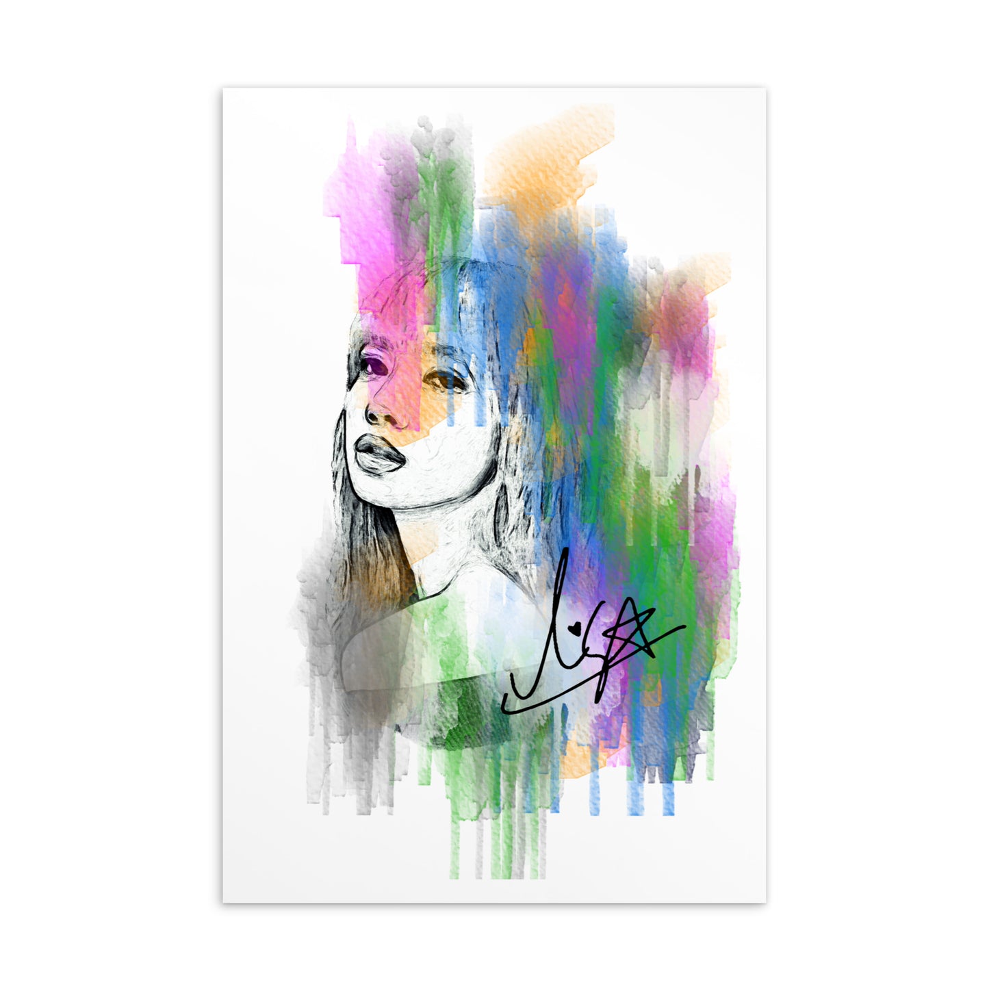 BLACKPINK Lisa, Lalisa Manobal Waterpaint Portrait Postcard