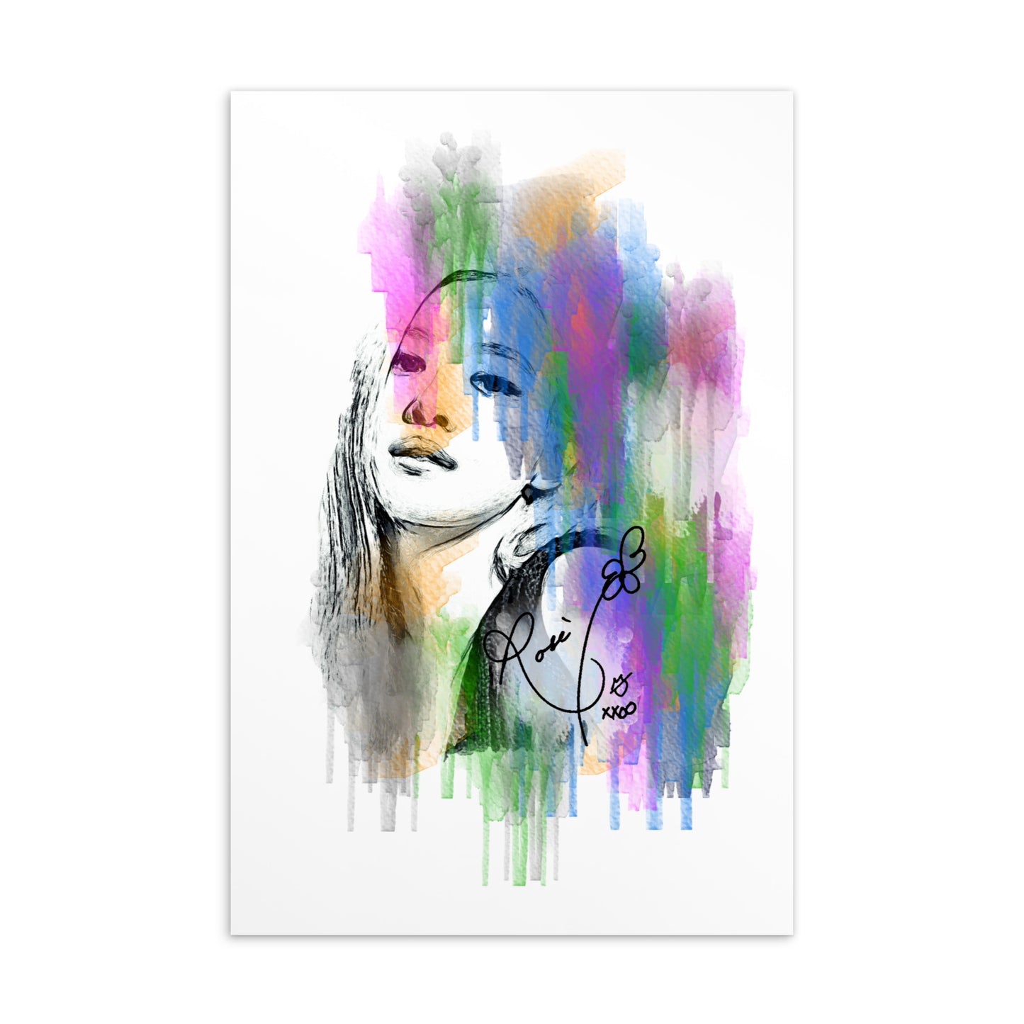 BLACKPINK Rosé, Roseanne Park Waterpaint Portrait Postcard