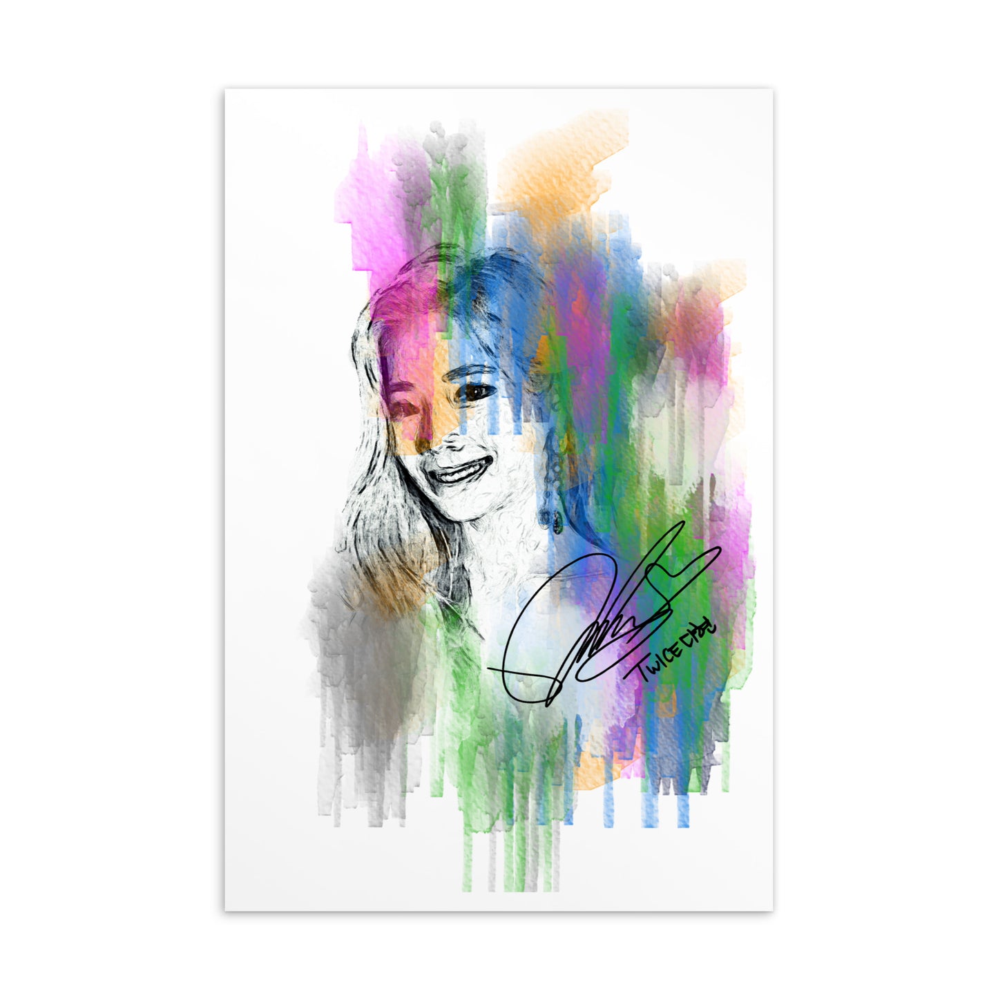 TWICE Dahyun, Kim Da Hyun Waterpaint Portrait Postcard