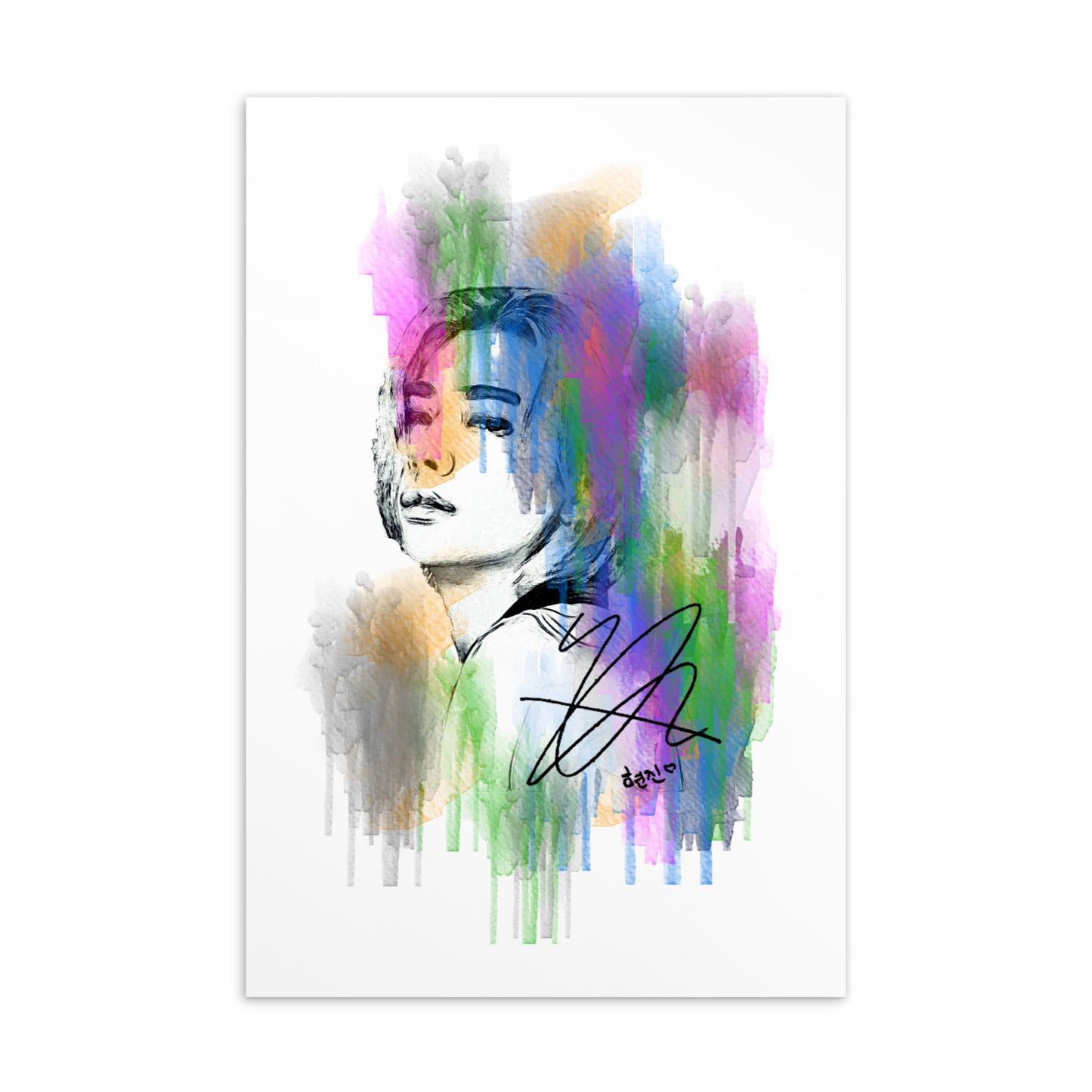 Stray Kids Hyunjin, Hwang Hyunjin Waterpaint Portrait Postcard