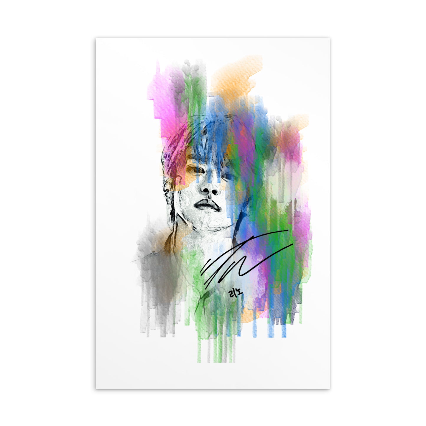 Stray Kids Lee Know, Lee Min-ho Waterpaint Portrait Postcard