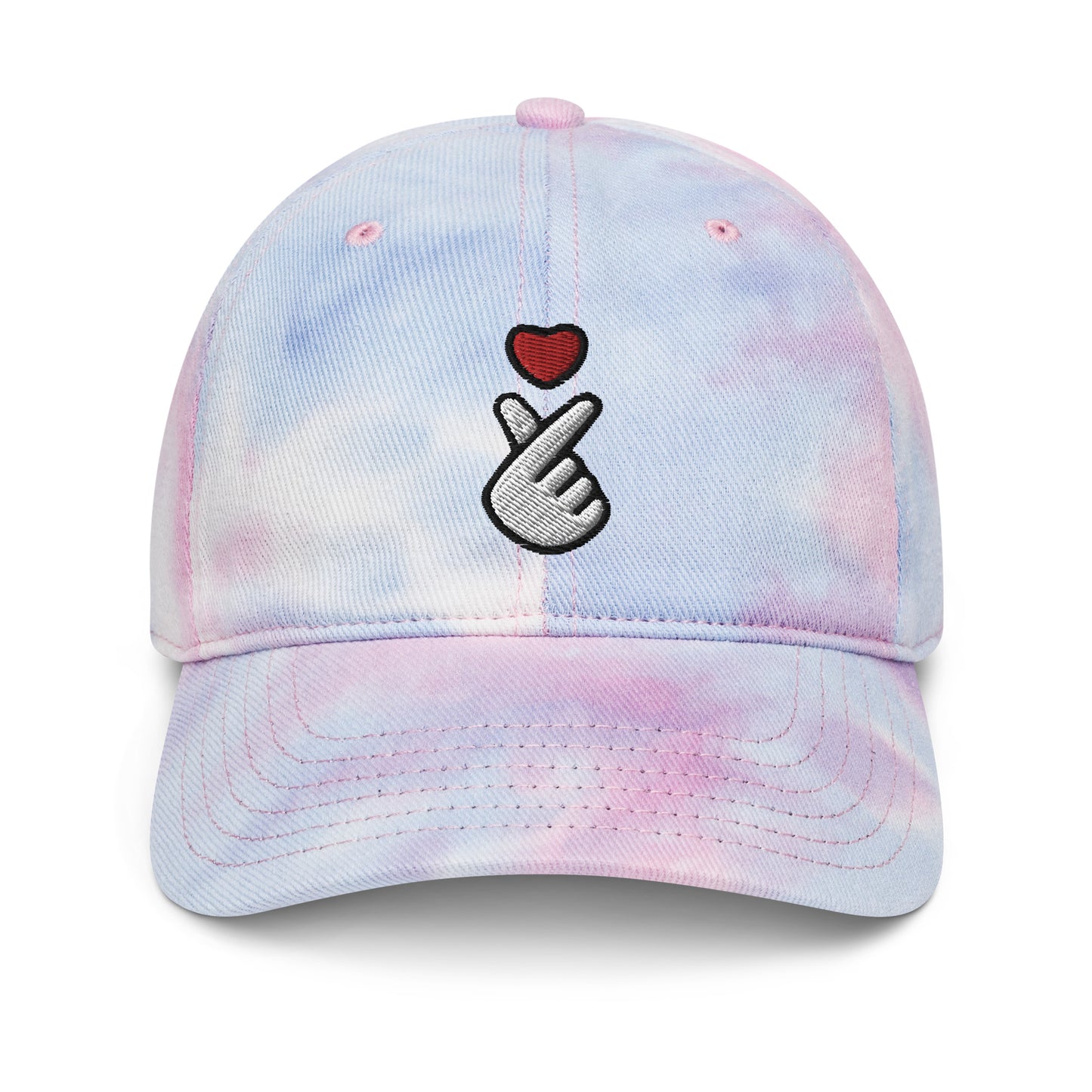 Kpop Finger Heart Emoji Embroidery Tie-Dye Hat