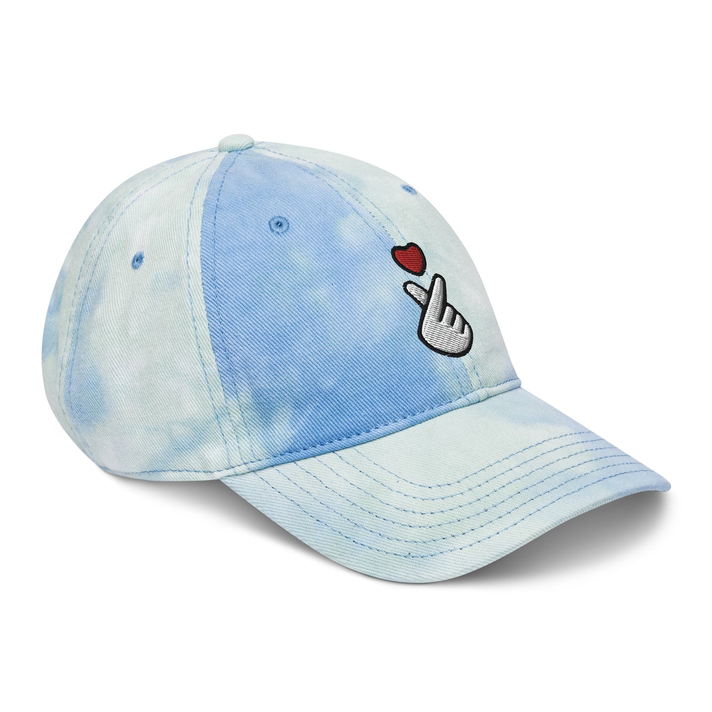 Kpop Finger Heart Emoji Embroidery Tie-Dye Hat