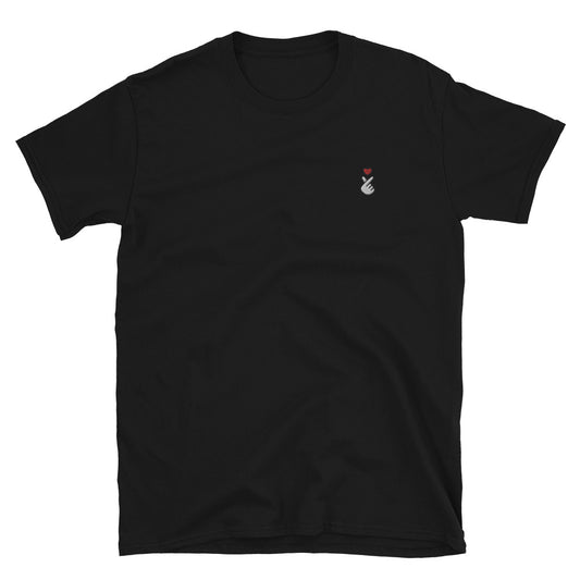 Kpop Red Finger Heart Emoji Embroidery Unisex T-Shirt