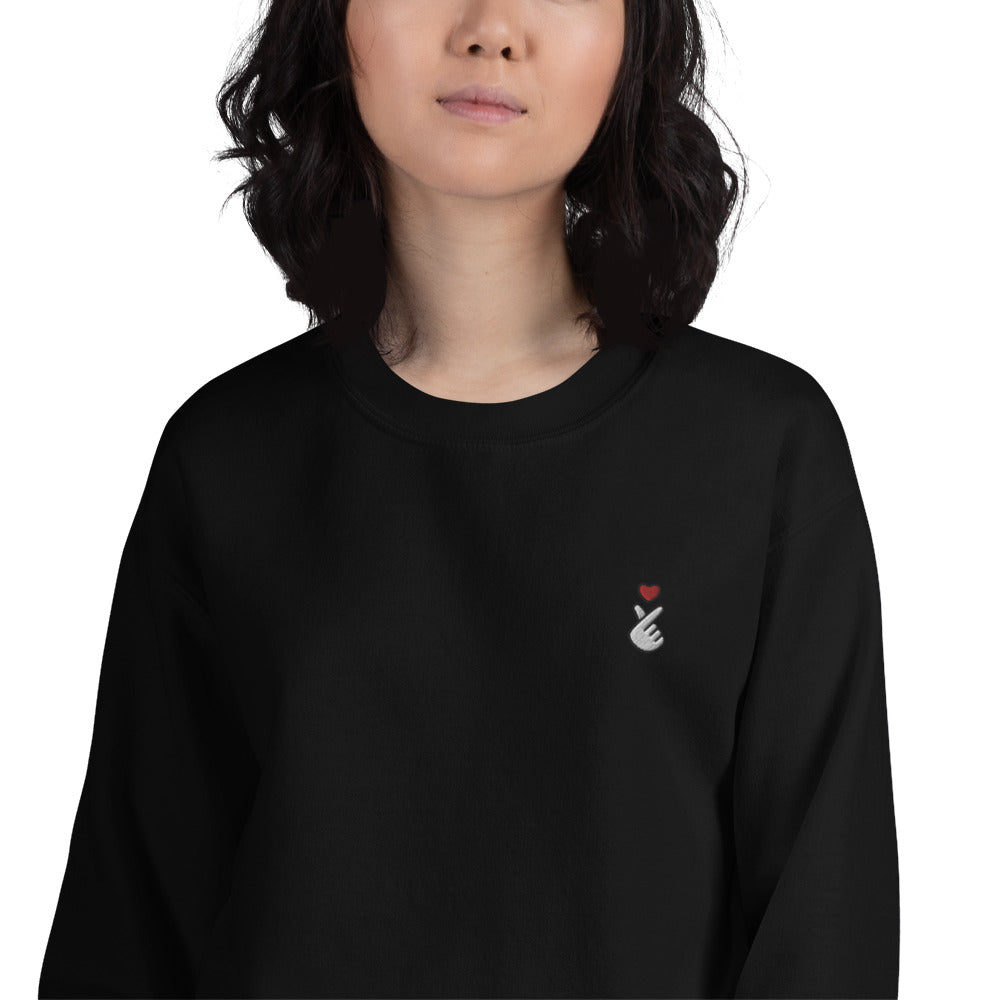 Kpop Red Finger Heart Emoji Embroidery Unisex Sweatshirt - kpophow