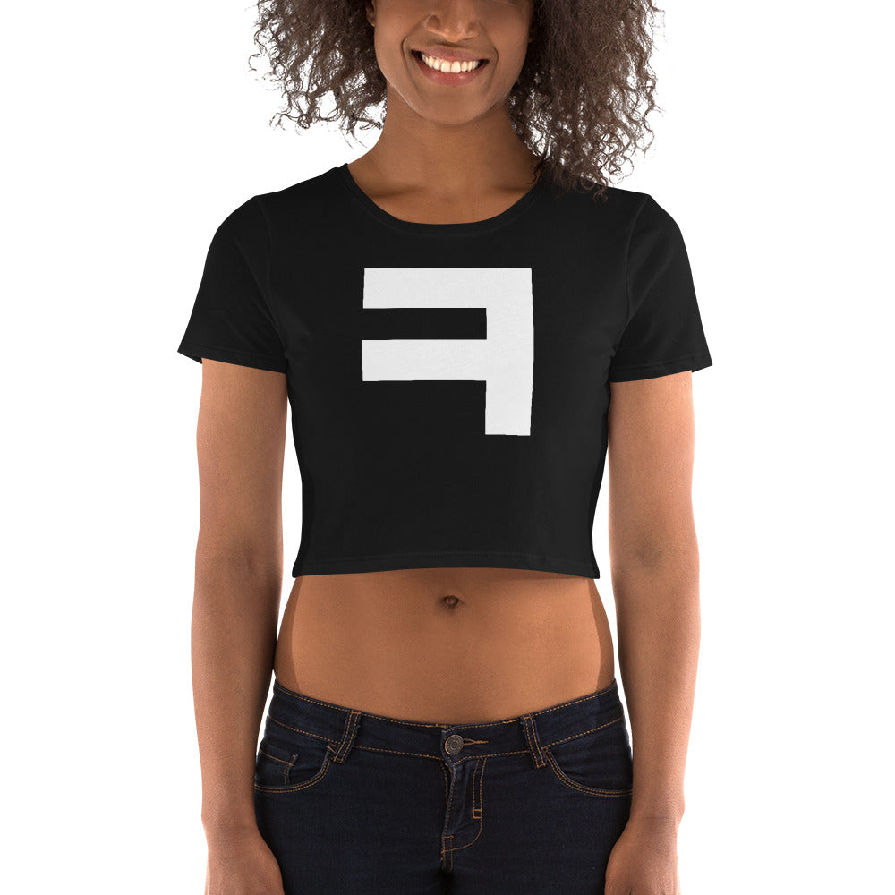 Korean Hangul Kieuk (k) sound Geometrical Consonant Women's Cropped T-Shirt