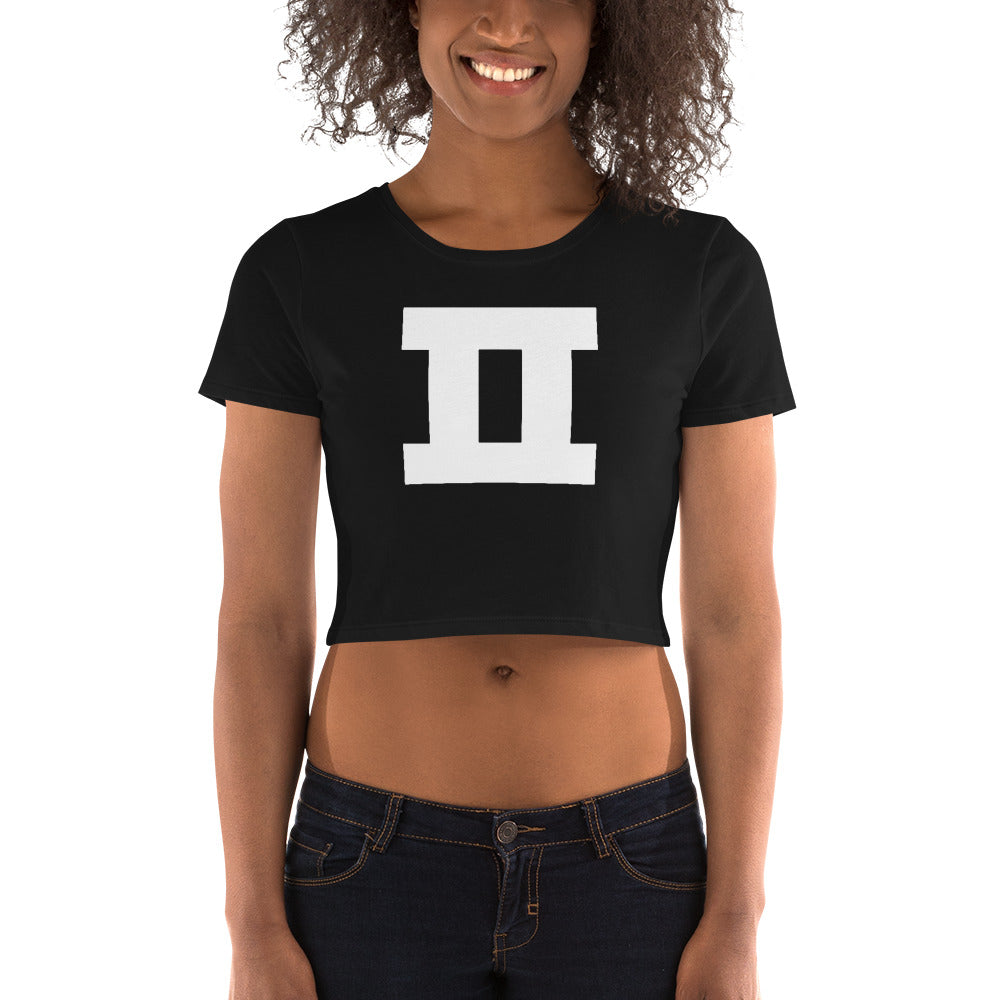 Korean Hangul Pieup (p/f) sound Geometrical Consonant Women's Cropped T-Shirt