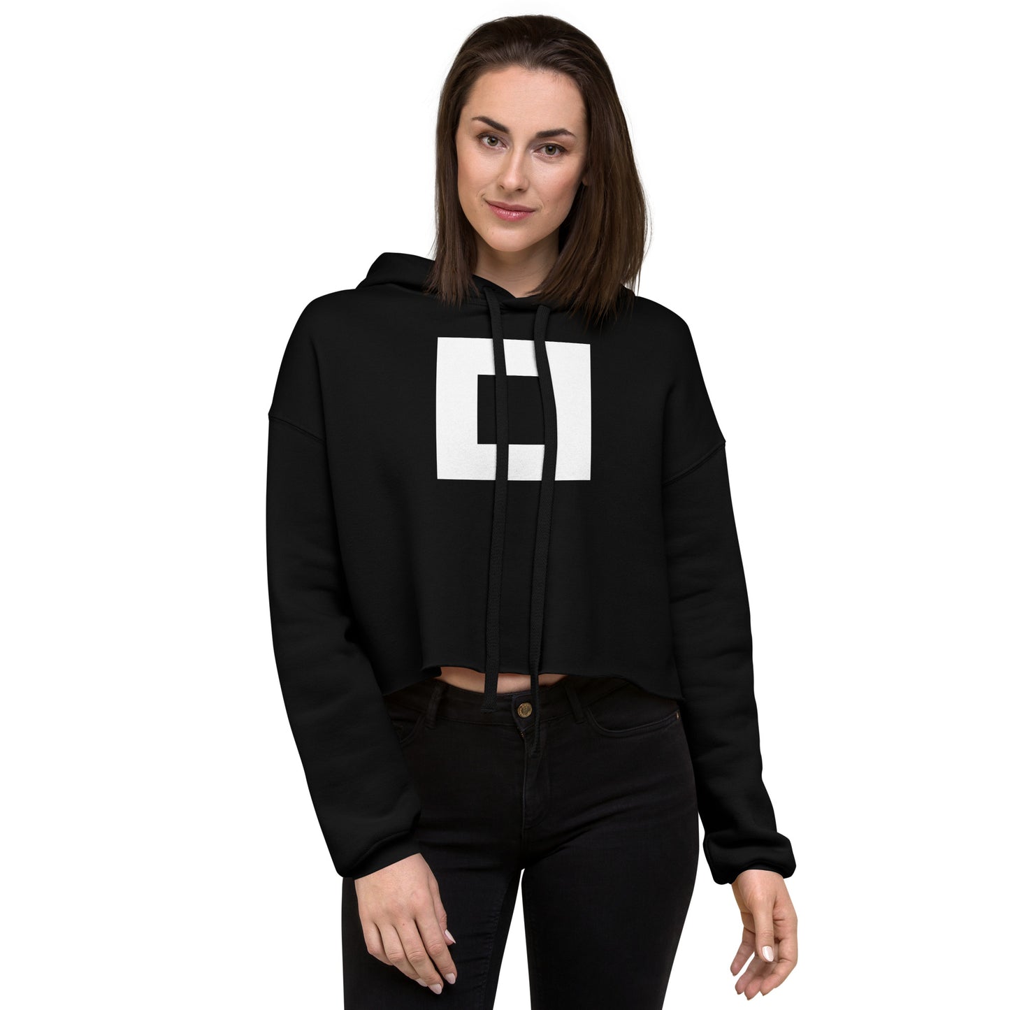 Korean Hangul Mieum (m) sound Geometrical Consonant Women's Cropped Hoodie