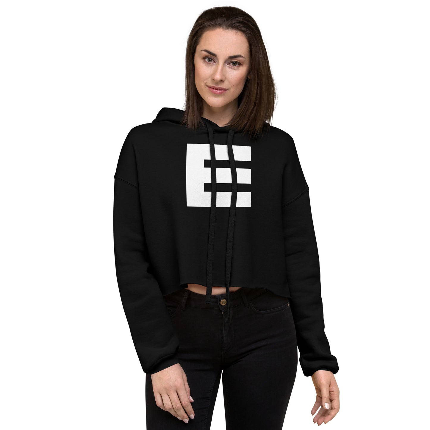 Korean Hangul Tieut (t) sound Geometrical Consonant Women's Cropped Hoodie