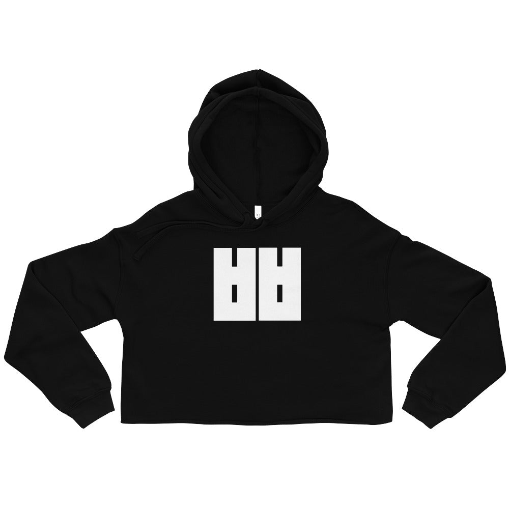 Korean Hangul Ssang Bieup (bb) sound Geometrical Consonant Women's Cropped Hoodie