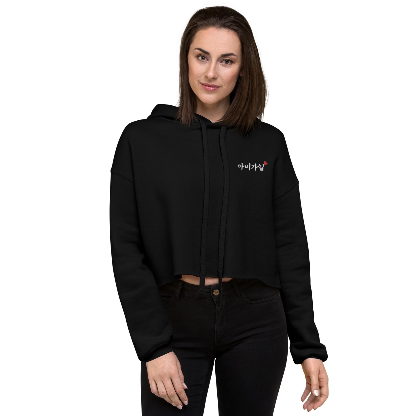 Abigail Korean Name Embroidery Women's Cropped Hoodie